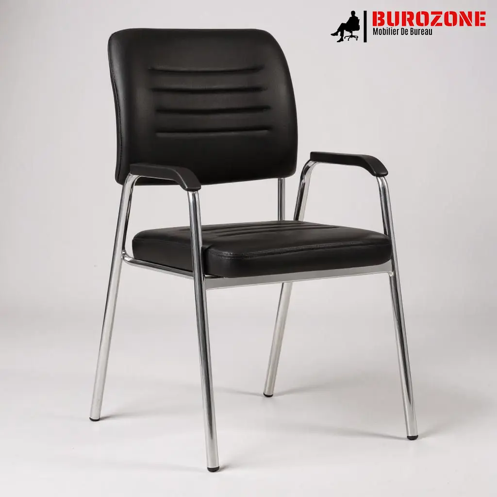 [9006D1-BL] Chaise visiteur en simili cuir 