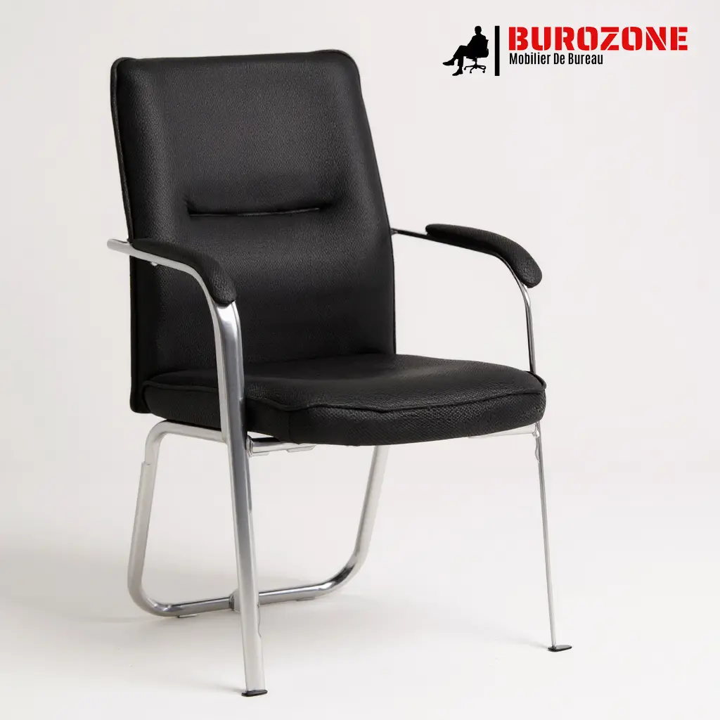 [BF029M] Chaise visiteur en tissu noire