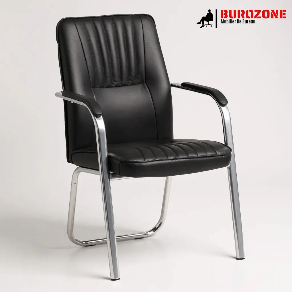 [BF029LBL] Chaise visiteur noire avec accoudoirs