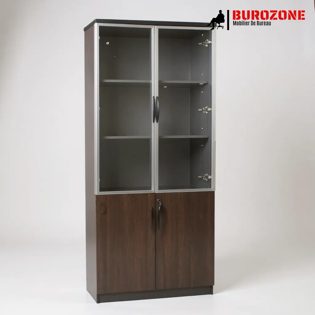 [WN-008-925] Placard deux battants semi vitré sombre - 80*40*200cm