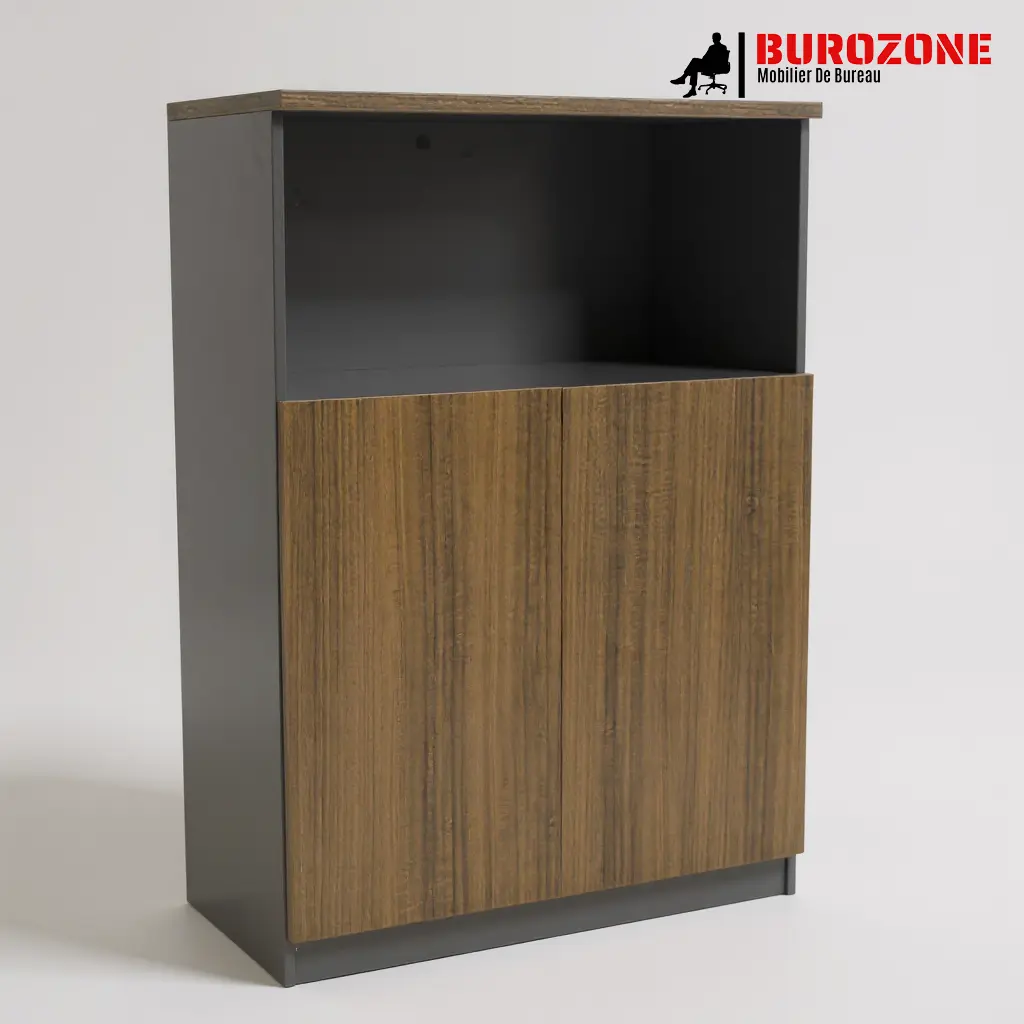 Placard deux battants marron/gris - 80*40*120cm