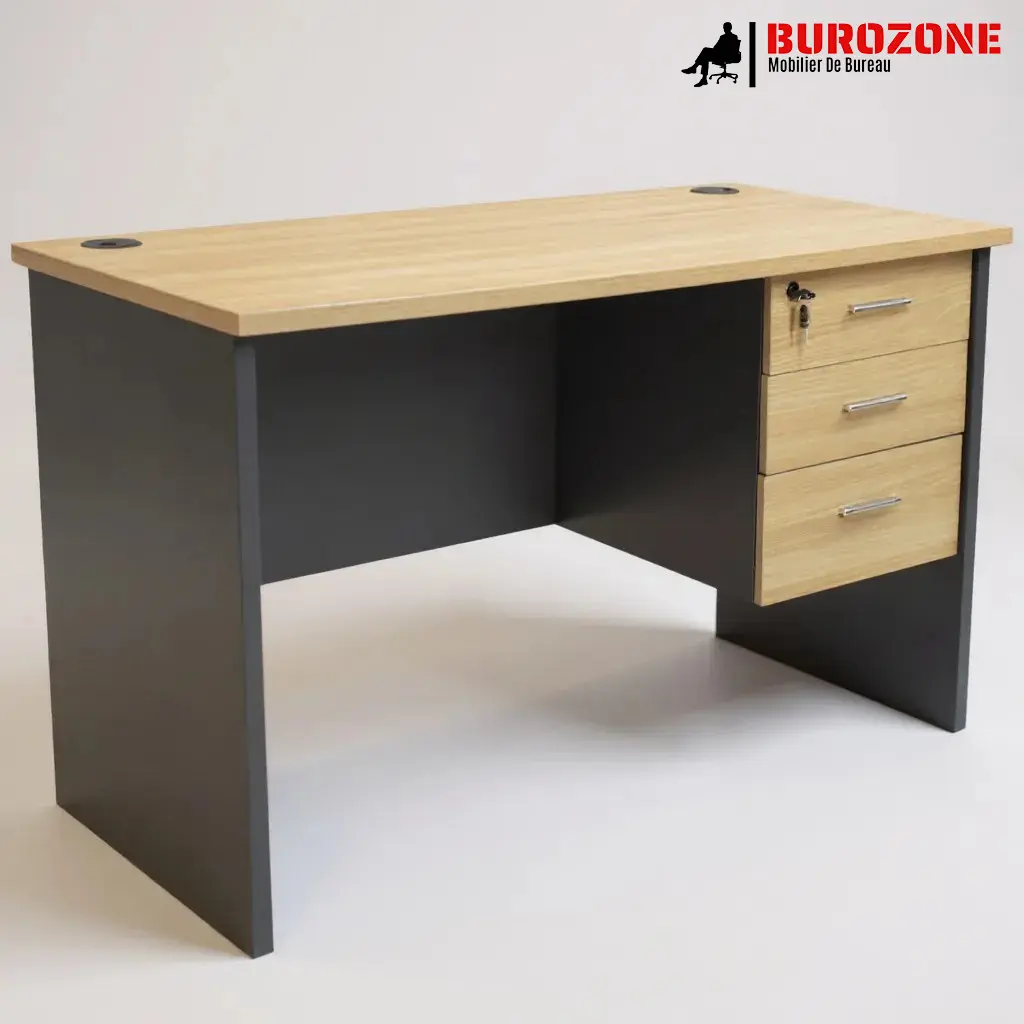 [D-076-12-931] Bureau agent + 3 tiroirs, 120*60*75cm
