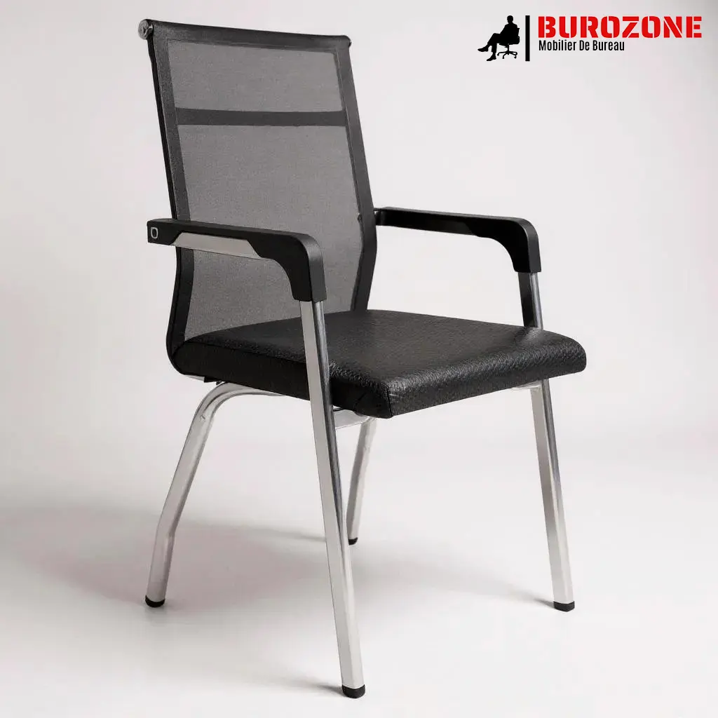 [8021] Chaise visiteur en filet noir
