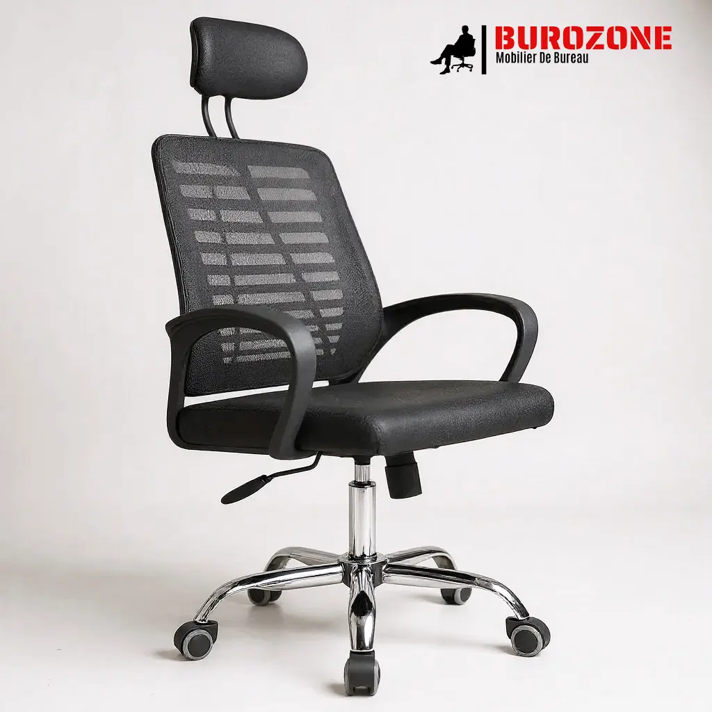 [BY-017A-BL] Fauteuil secrétaire en filet noir