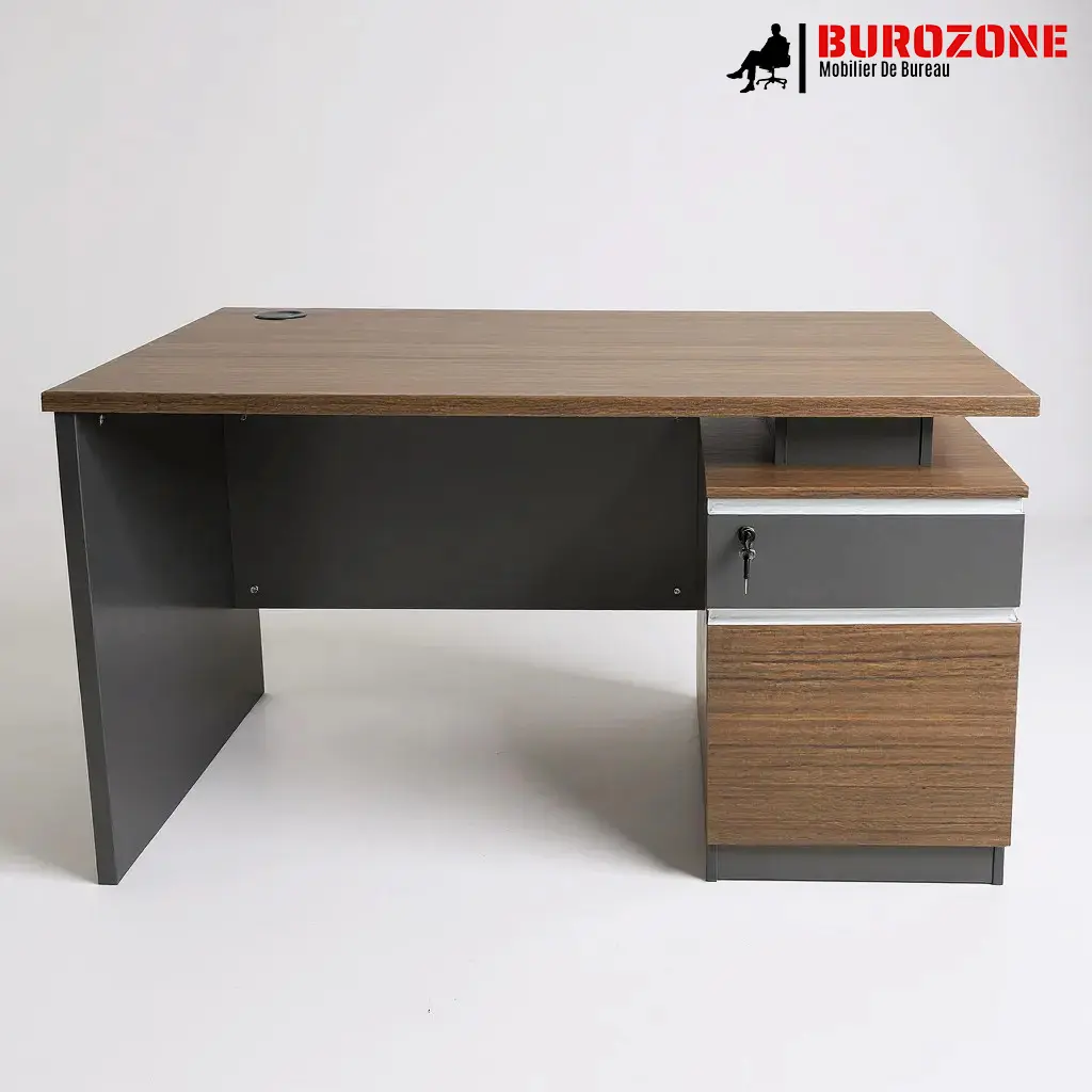 [D00114] Bureau agent + tiroir + caisson, 140*70*75cm