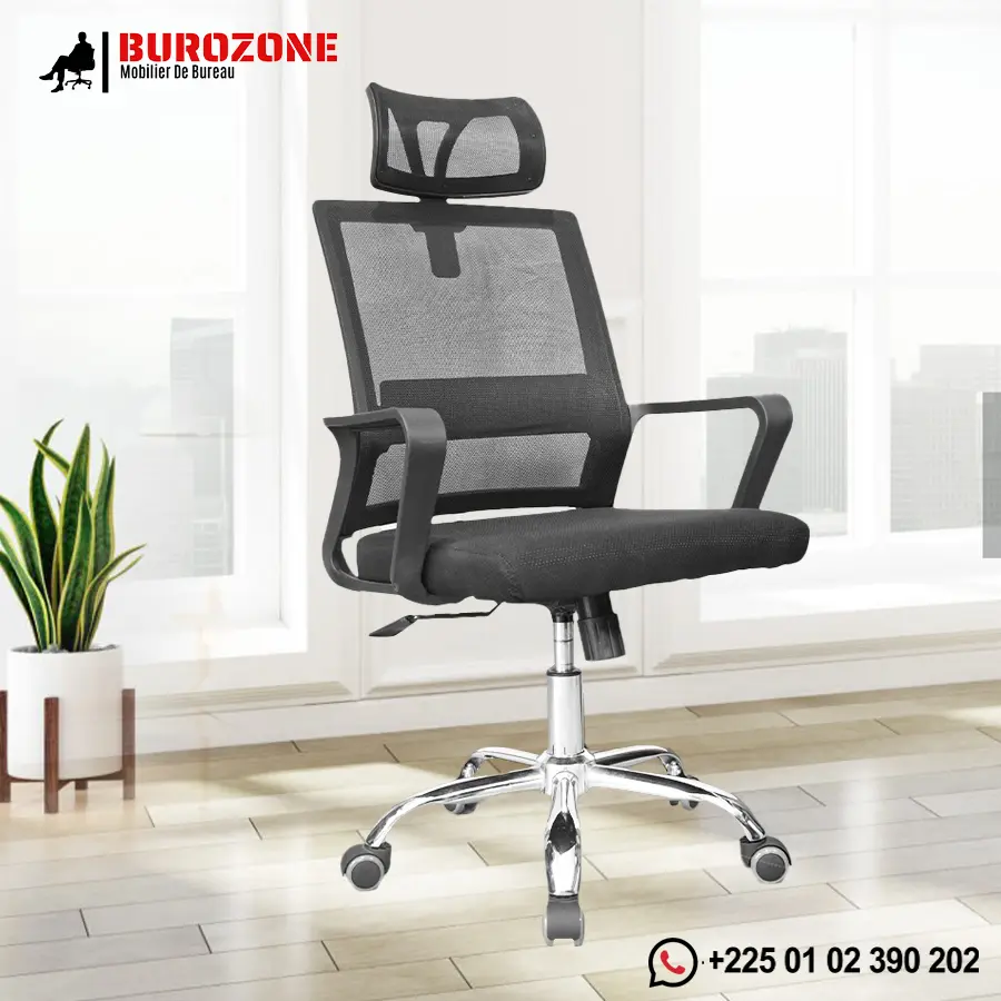 Fauteuil secrétaire filet noir