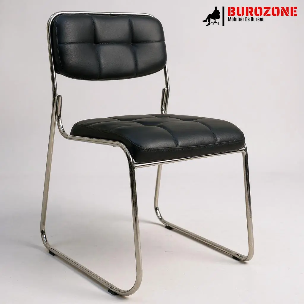 Chaise visiteur rembourrée en simili cuir sans accoudoirs – 114G