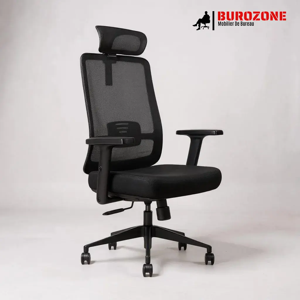 Fauteuil de direction ergonomique en maille avec appui-tête réglable – GV1BH12