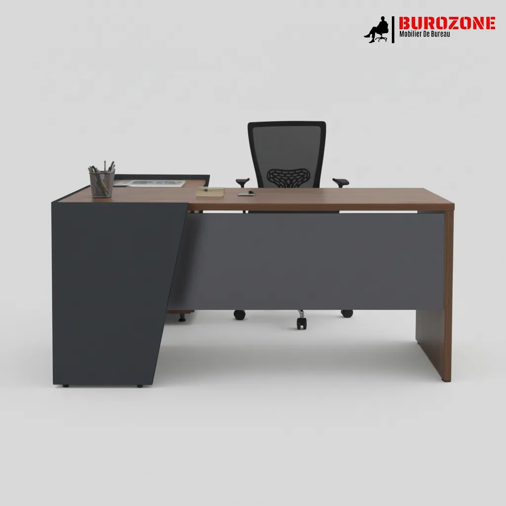 [MYSTIC-MILANO-18] Bureau directeur + retour turk, 180*150*75cm