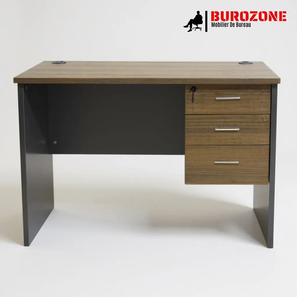 [D07614933] Bureau agent + 3 tiroirs, 140*70*75cm