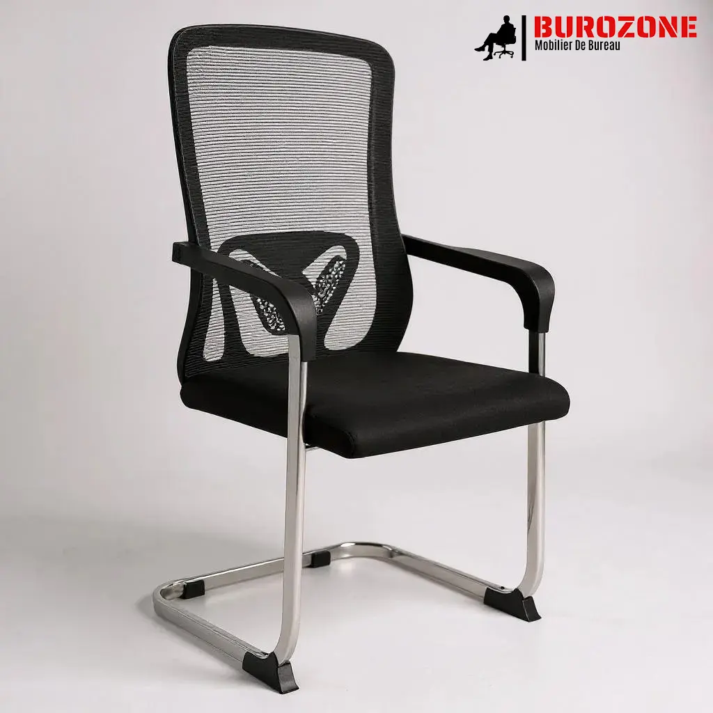 [J182C] Chaise visiteur en maille avec soutien lombaire fixe