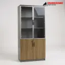 Placard deux battants semi vitré chocolat - 80*40*200cm