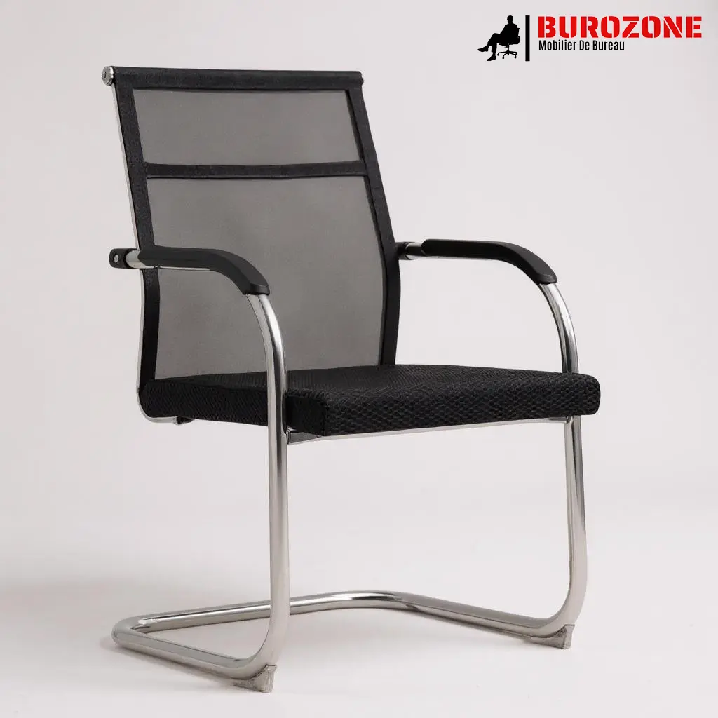 [5831] Chaise visiteur en maille avec accoudoirs