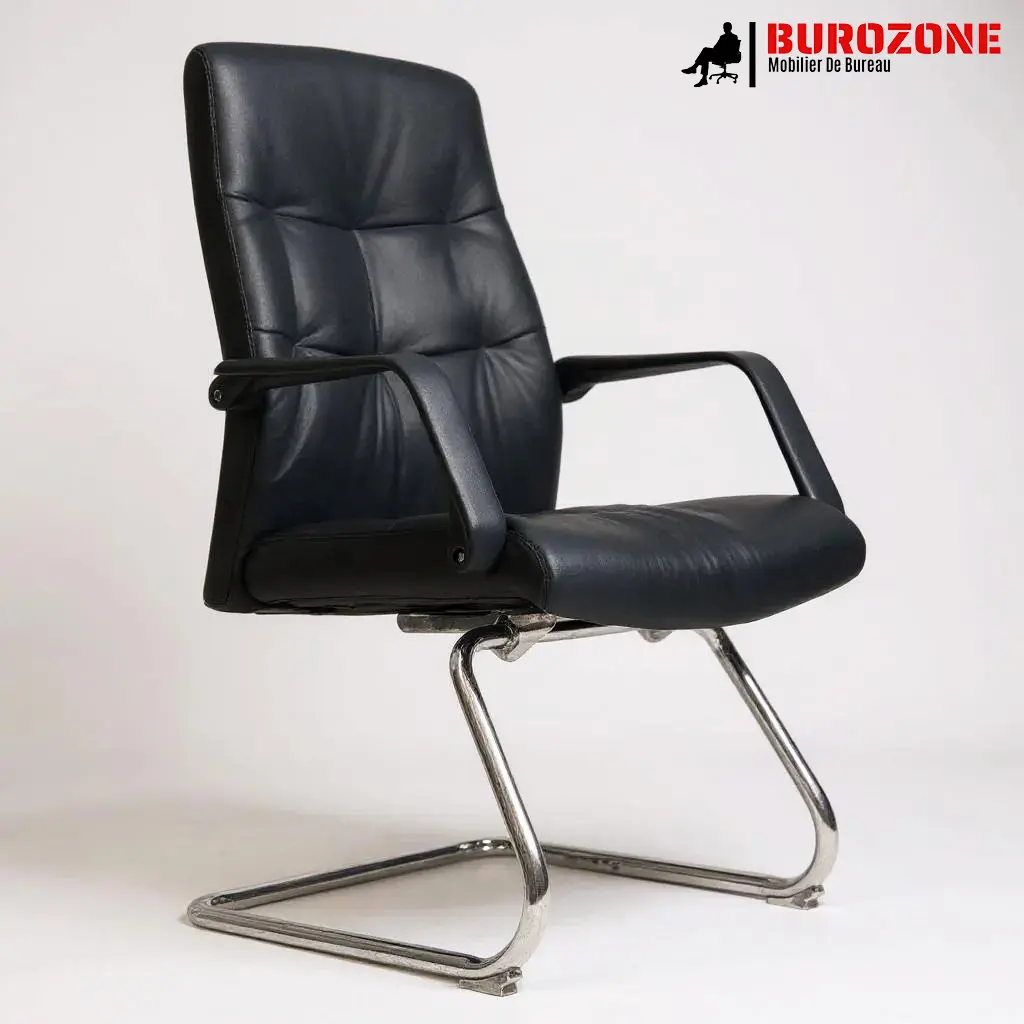 [AH-622-BL] Chaise visiteur directeur simili cuir noir