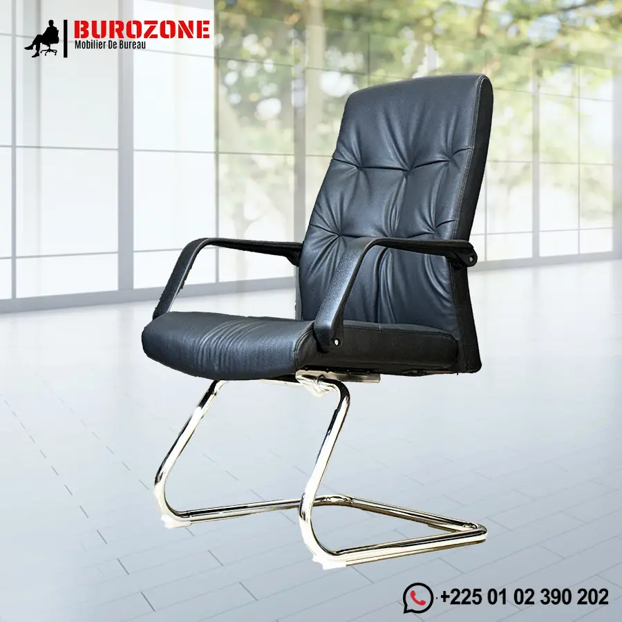 Chaise visiteur directeur simili cuir noir