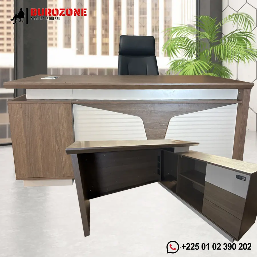 Bureau directeur + retour, 160*160*75cm