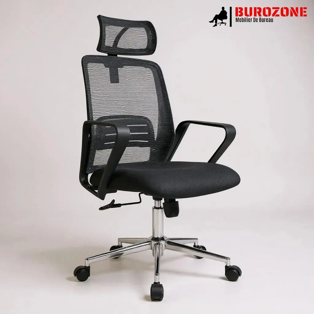 [992H-BL] Fauteuil secrétaire/agent filet noir