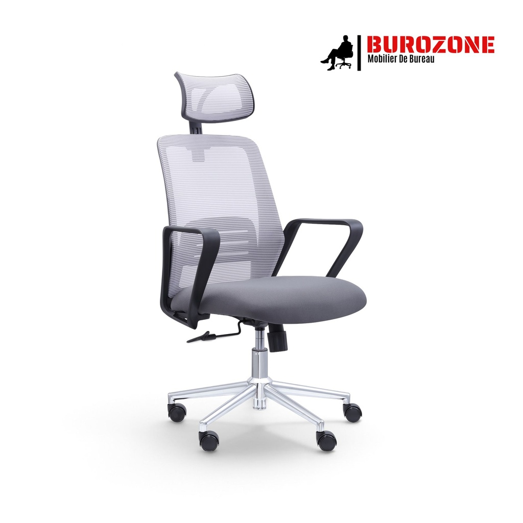 [992HGR] Fauteuil secrétaire/agent filet gris-noir