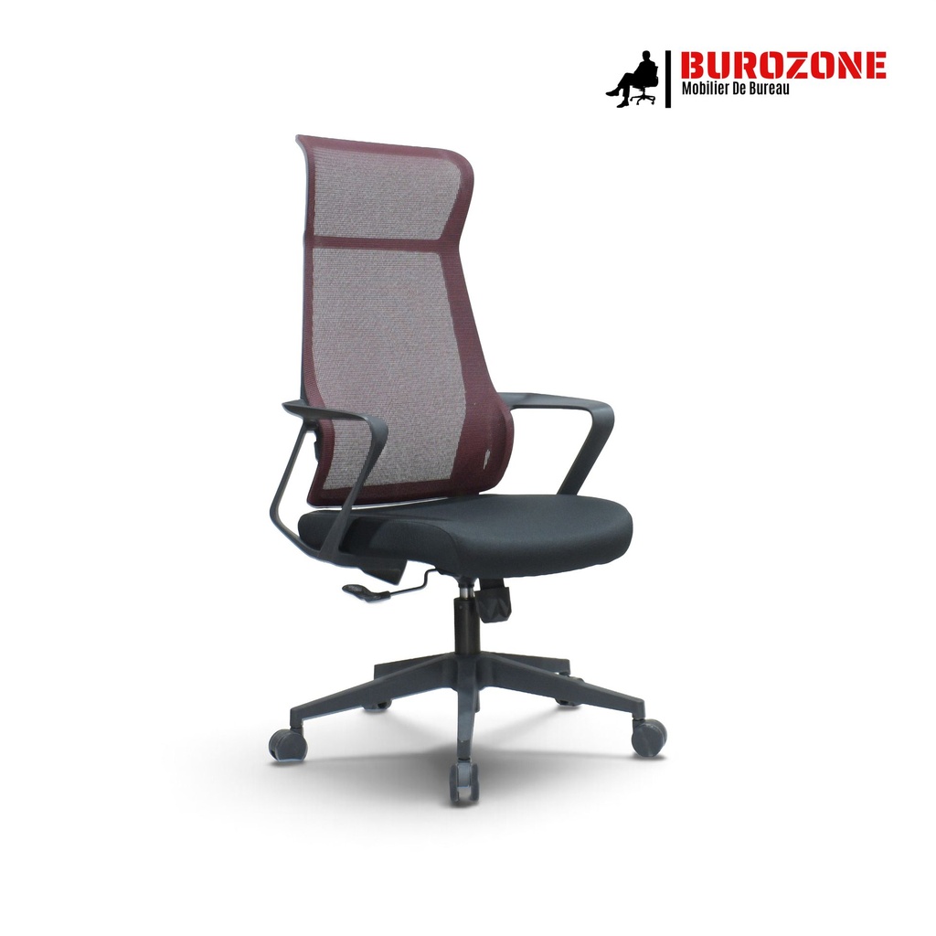 [1097HRD] Fauteuil directeur/agent filet rouge-noir