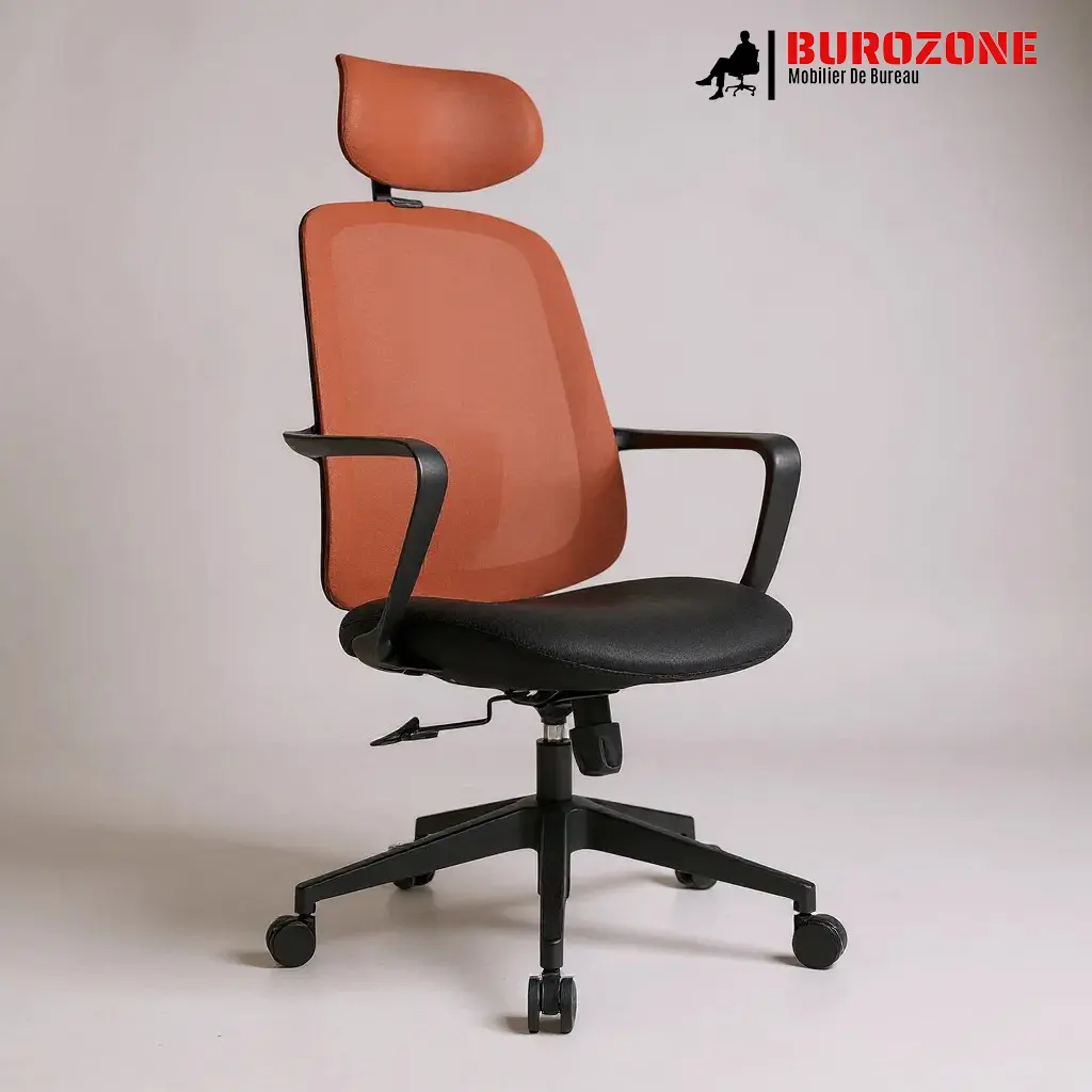 [113H-RD] Fauteuil directeur/agent filet rouge-noir