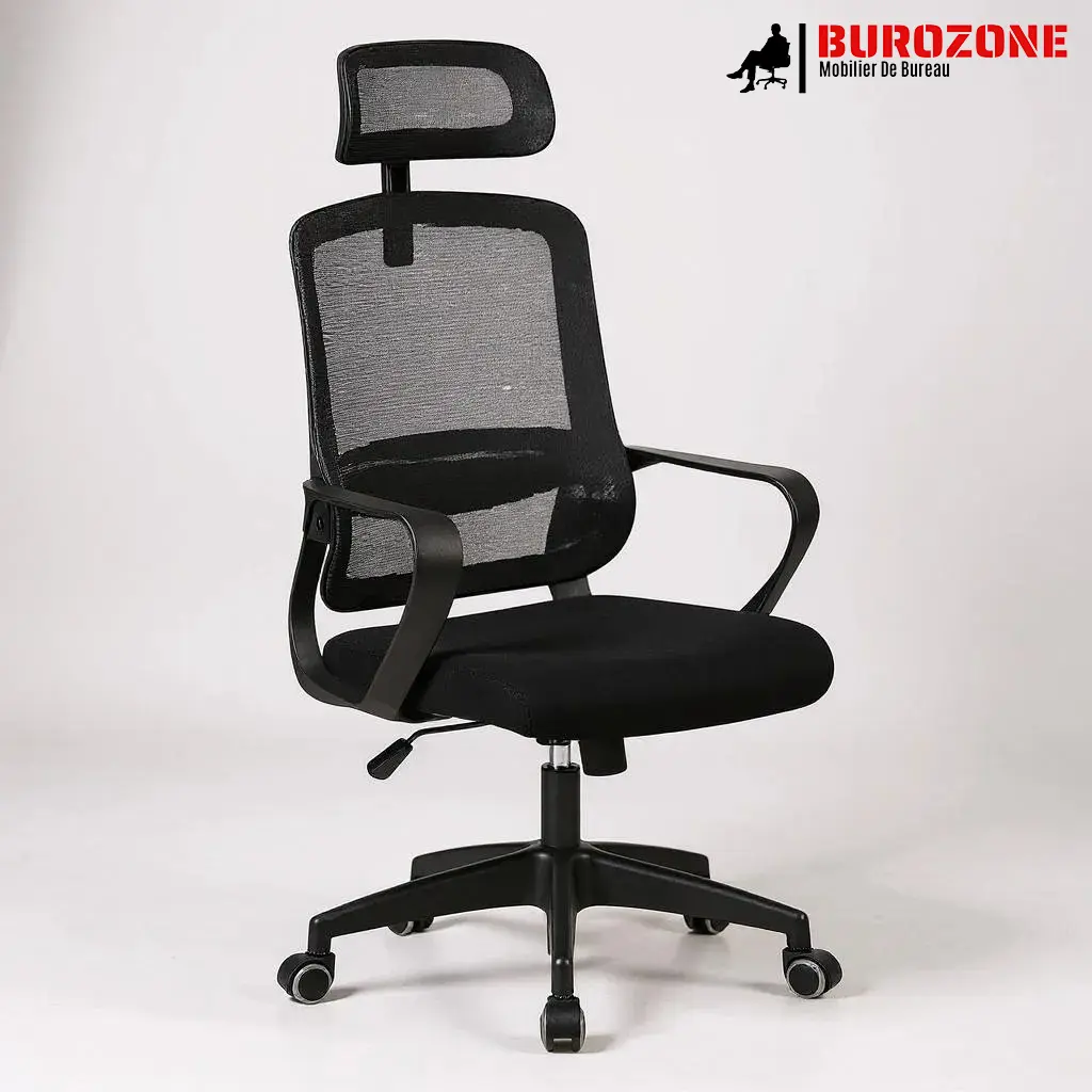 [928H] Fauteuil secrétaire filet noir