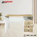 Bureau ordinateur beige/blanc  + trois tiroirs - 100*55*75cm