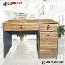 Bureau agent marron orangé  + 2 tiroirs + 1 battant - 120*60*75cm