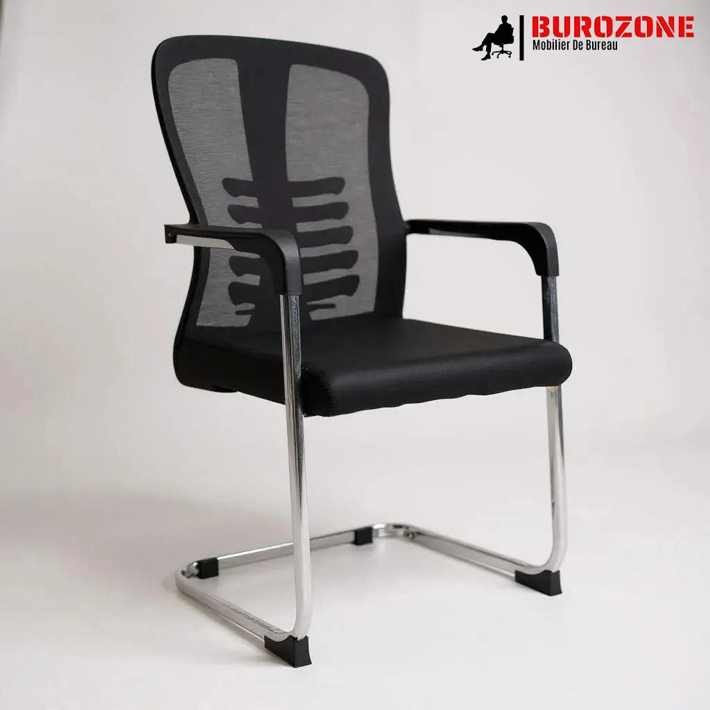 Chaise visiteur en maille noire