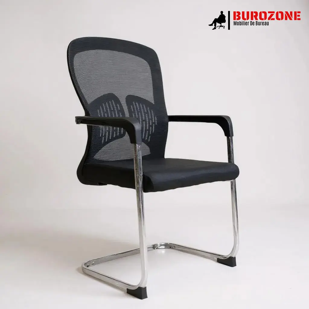 Chaise visiteur en maille noire