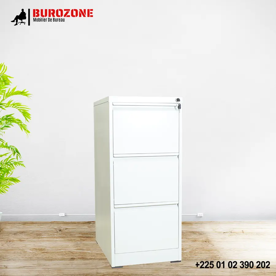 Armoire a dossier métallique 3 tiroirs 104*62*45cm