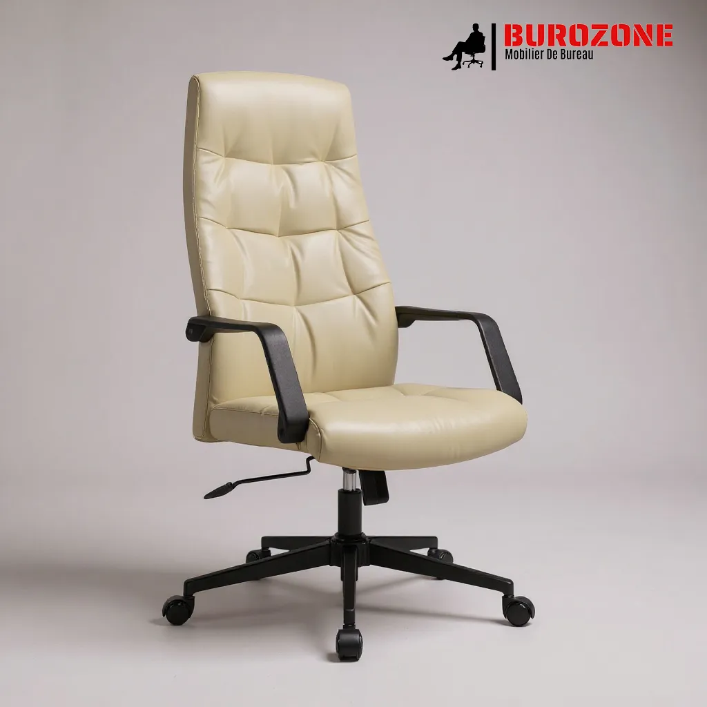 [AB-622A-OW] Fauteuil Directeur simili cuir beige