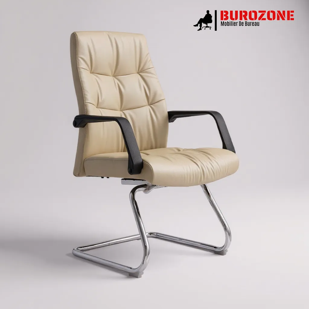 [AH-622-OW] Chaise visiteur directeur simili cuir beige
