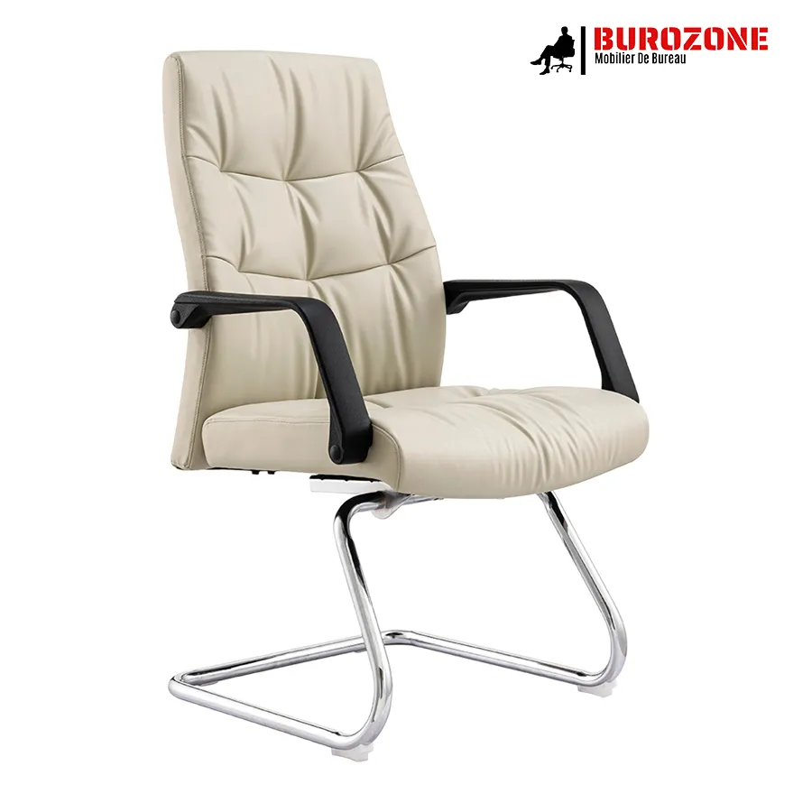 Chaise visiteur directeur simili cuir beige