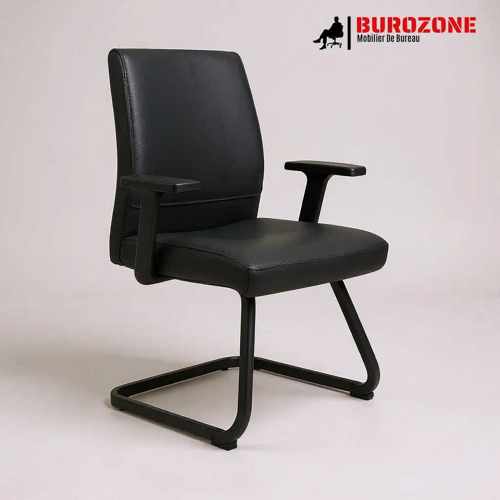 [AH621] Chaise visiteur directeur simili cuir noir