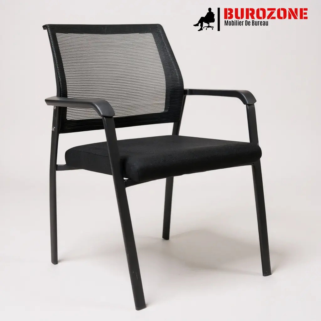 [J120C] Chaise visiteur en tissu 4 pieds fixes