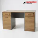 Bureau agent marron clair + 2 tiroirs + 2 battant - 140*60*75cm