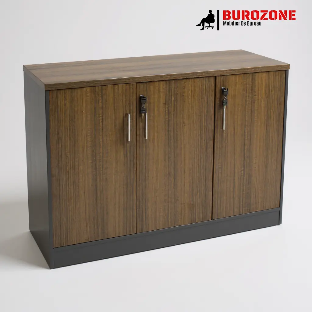 [D-312-933] Petit placard 3 battants ouvrant marron, 120*40*75cm 