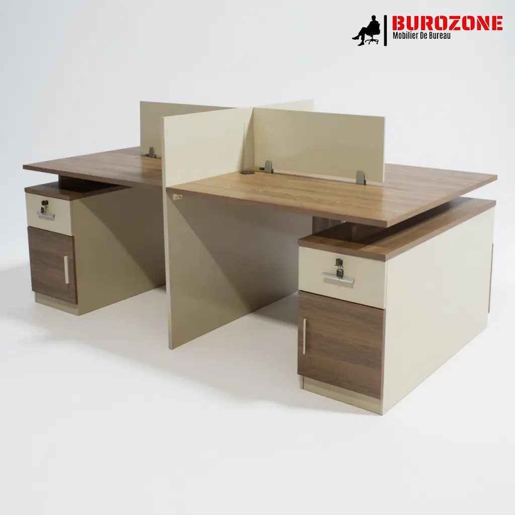 [KL205942] Open Space 4 places marron beige - 242*120*105cm