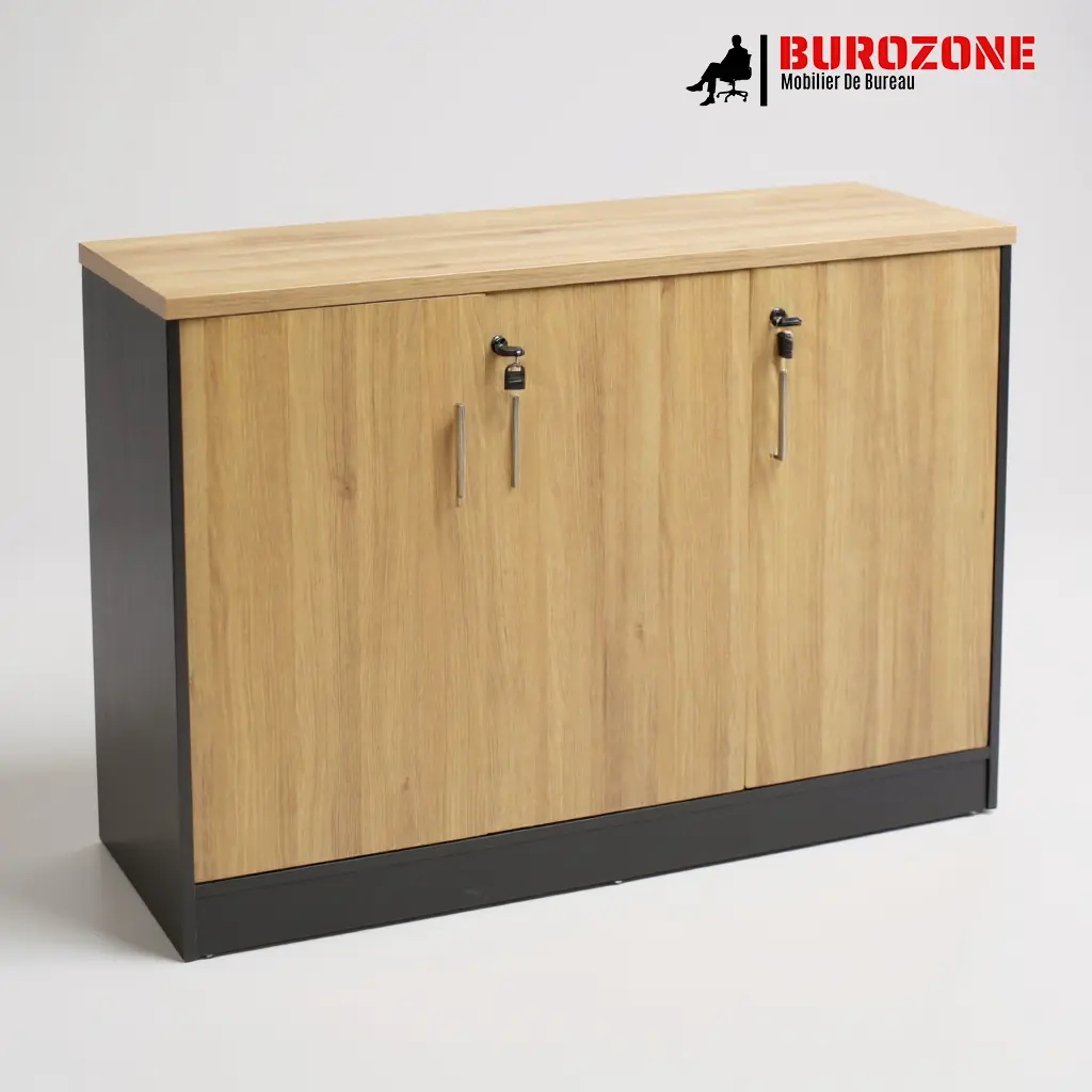 [D312931] Petit placard 3 battants ouvrant beige, 120*40*75cm