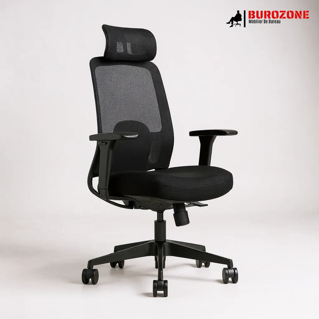 [GV3BH01] Fauteuil directeur/agent en tissu noir