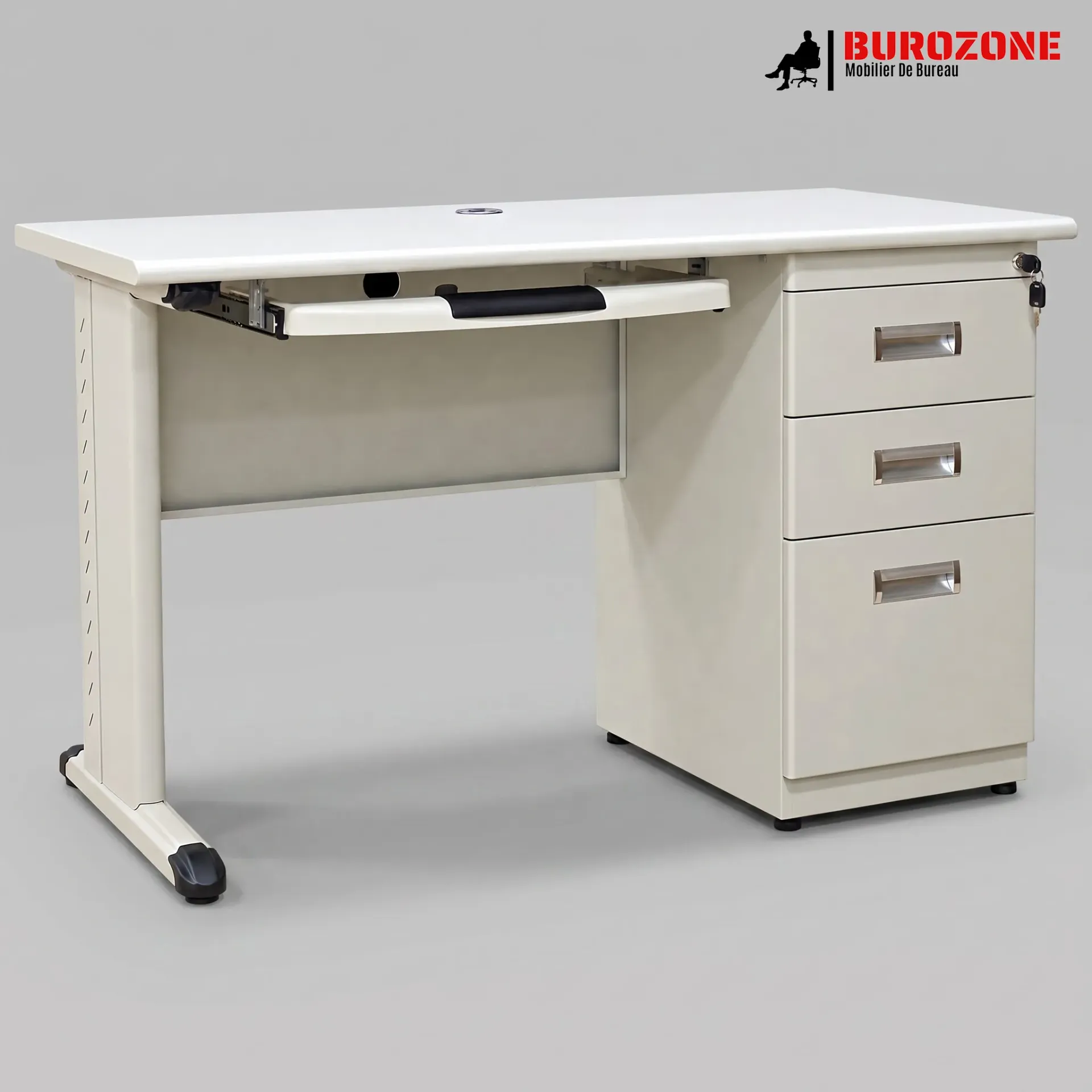 Bureau metallique métallique 3 tiroirs 140*70*74cm
