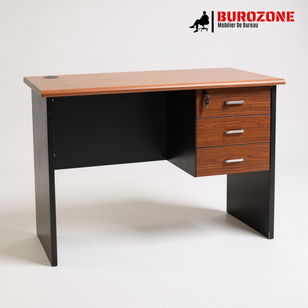 [DW036A16] Bureau agent + trois tiroirs orange, 160*70*75cm