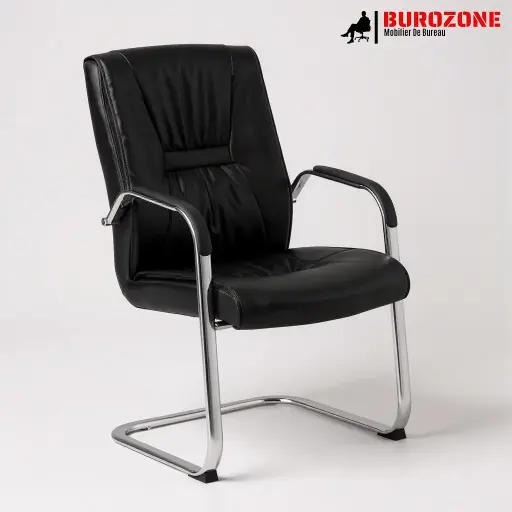 [9926V] Chaise visiteur directeur en simili cuir noir