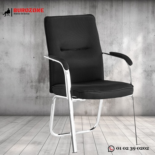 [BF-029M] Chaise visiteur en tissu noire