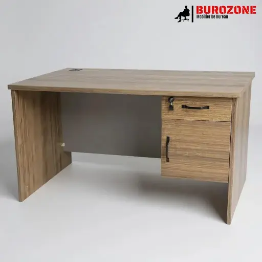 [D-201-14] Bureau agent 2 tiroirs économique marron,  140*70*75cm