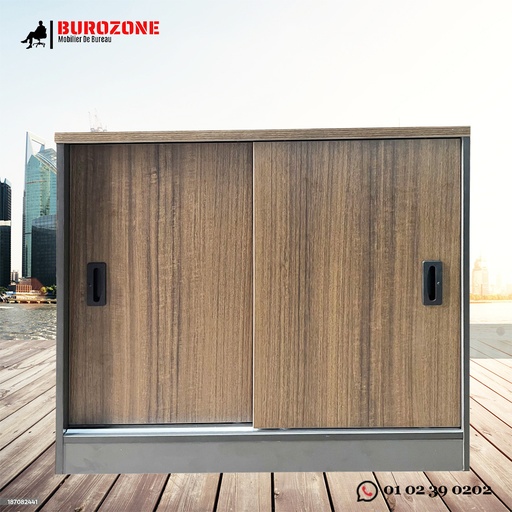 [D-306-933] Petit placard battant coulissant beige/gris, 80*40*75cm