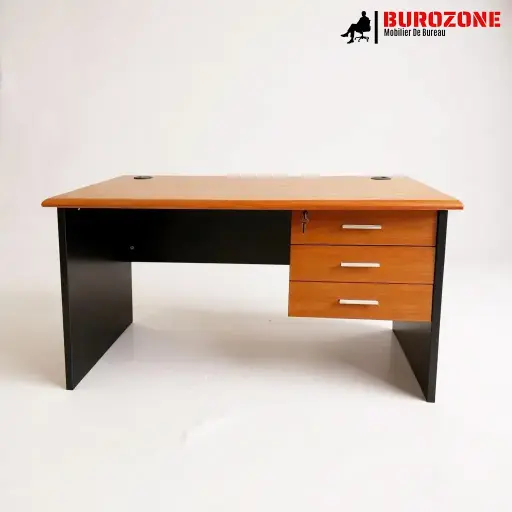 [DW-036A-12] Bureau agent + 3 tiroirs orange, 120*60*75cm