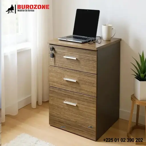 [D-601-933] Caisson économique 3 tiroirs marron,  40*42*60cm