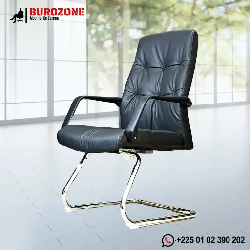[AH-622-BL] Chaise visiteur directeur simili cuir noir