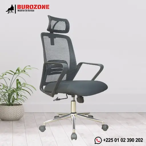[992H-BL] Fauteuil secrétaire/agent filet noir